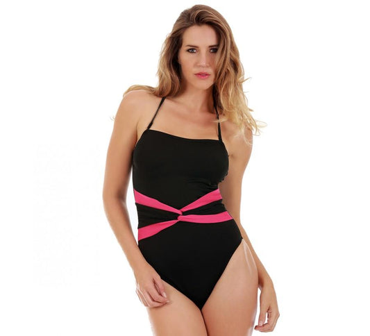 InstantFigure Contrast Twist Front One Piece Swimsuit 13559P