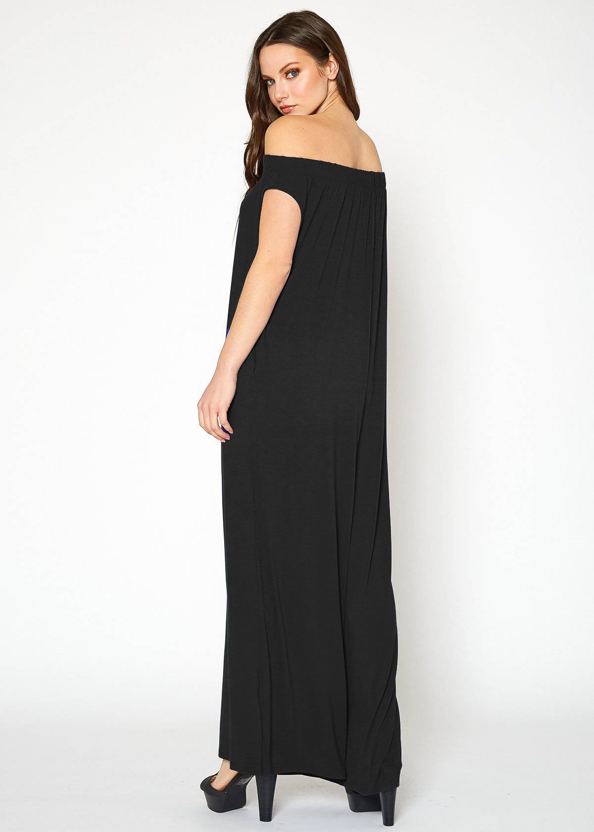 Women's Off Shoulder Wide Leg Jumpsuit With Pockets