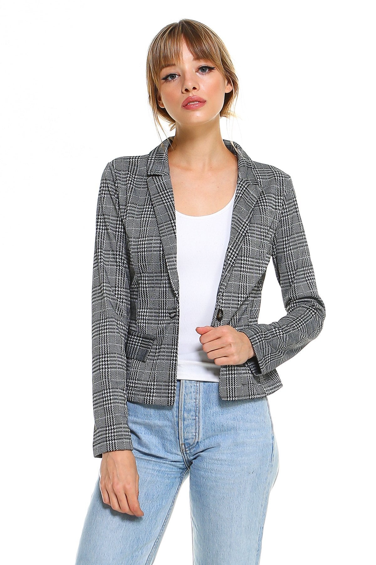 Classic Plaid Fitted Blazer