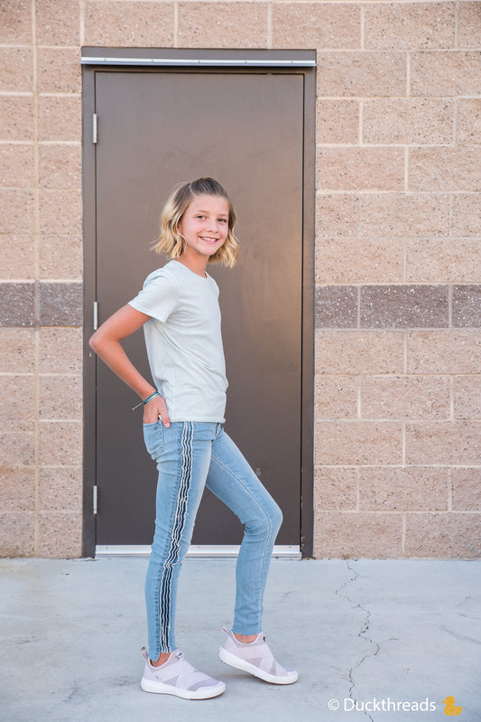 Tractr Girls Jeans with side Fray & Asymmetrical Hem