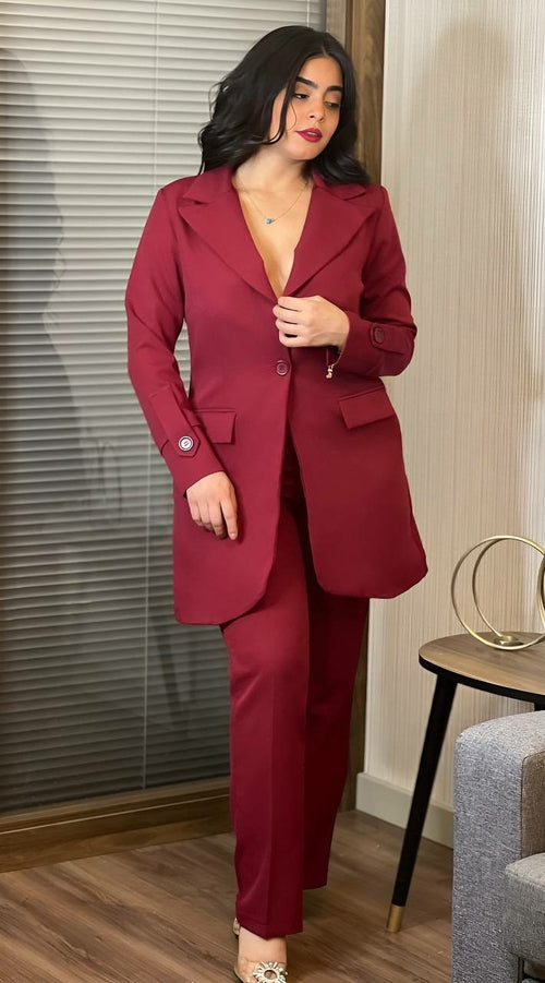 Long Sleeved Jacket & Wide Leg Pant Set