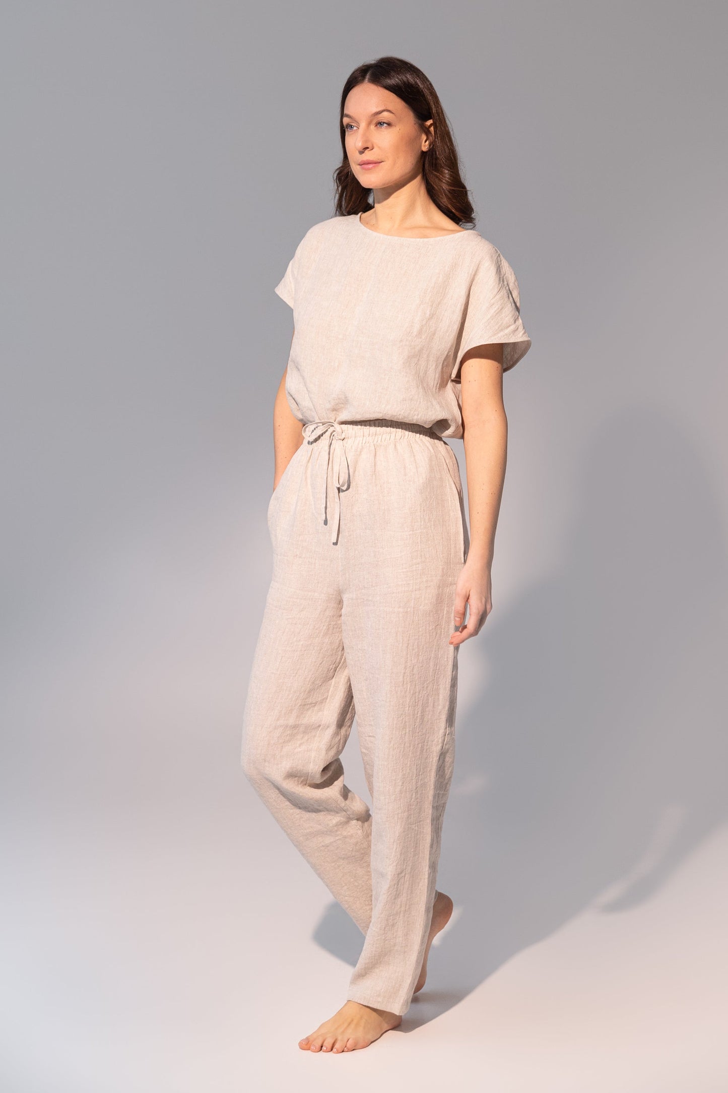 Natural light linen / Natural Linen Pajama set / Linen loungewear /