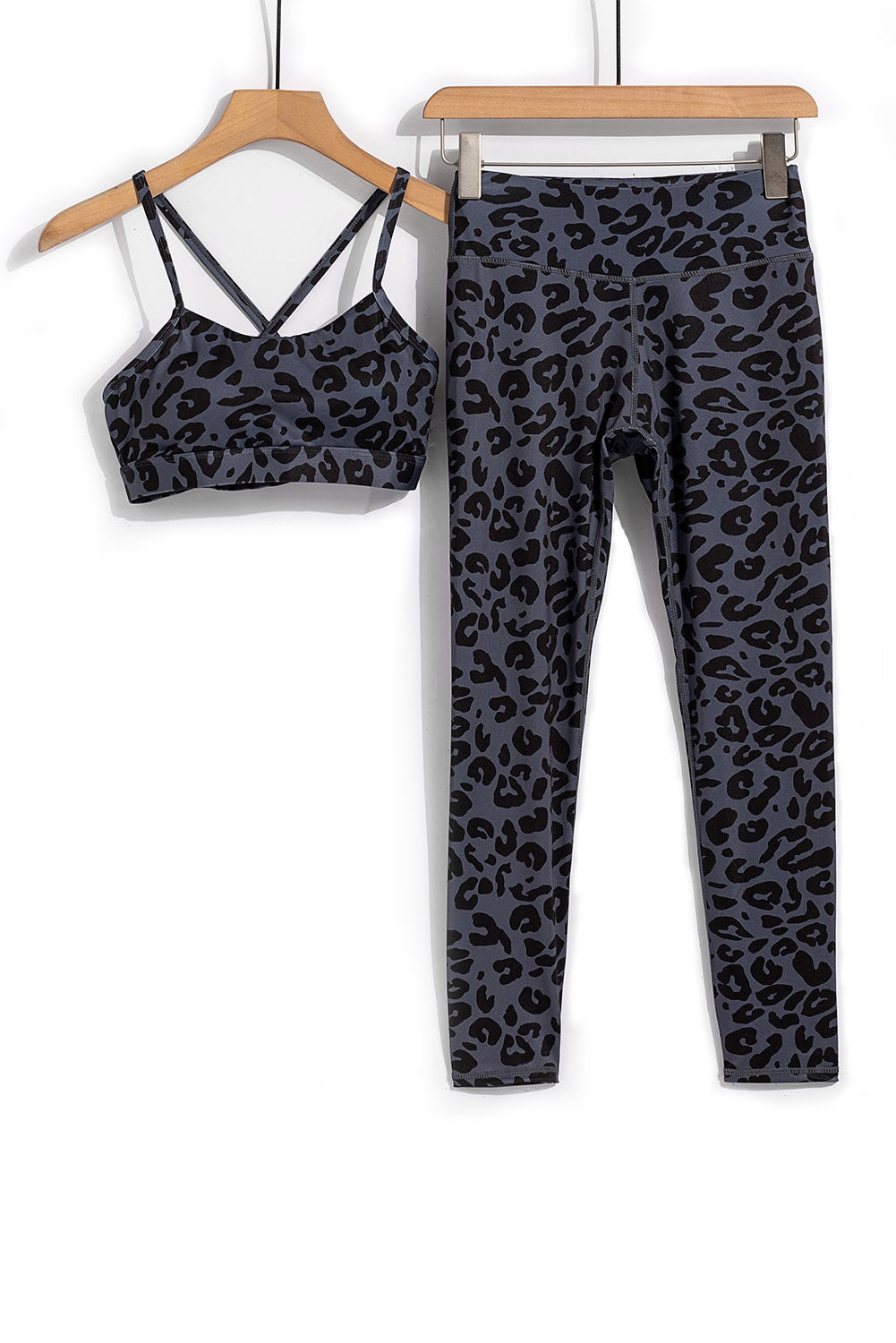 Charcoal Leopard Sports Bra and Legging Set