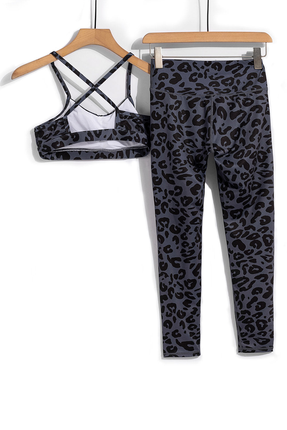 Charcoal Leopard Sports Bra and Legging Set