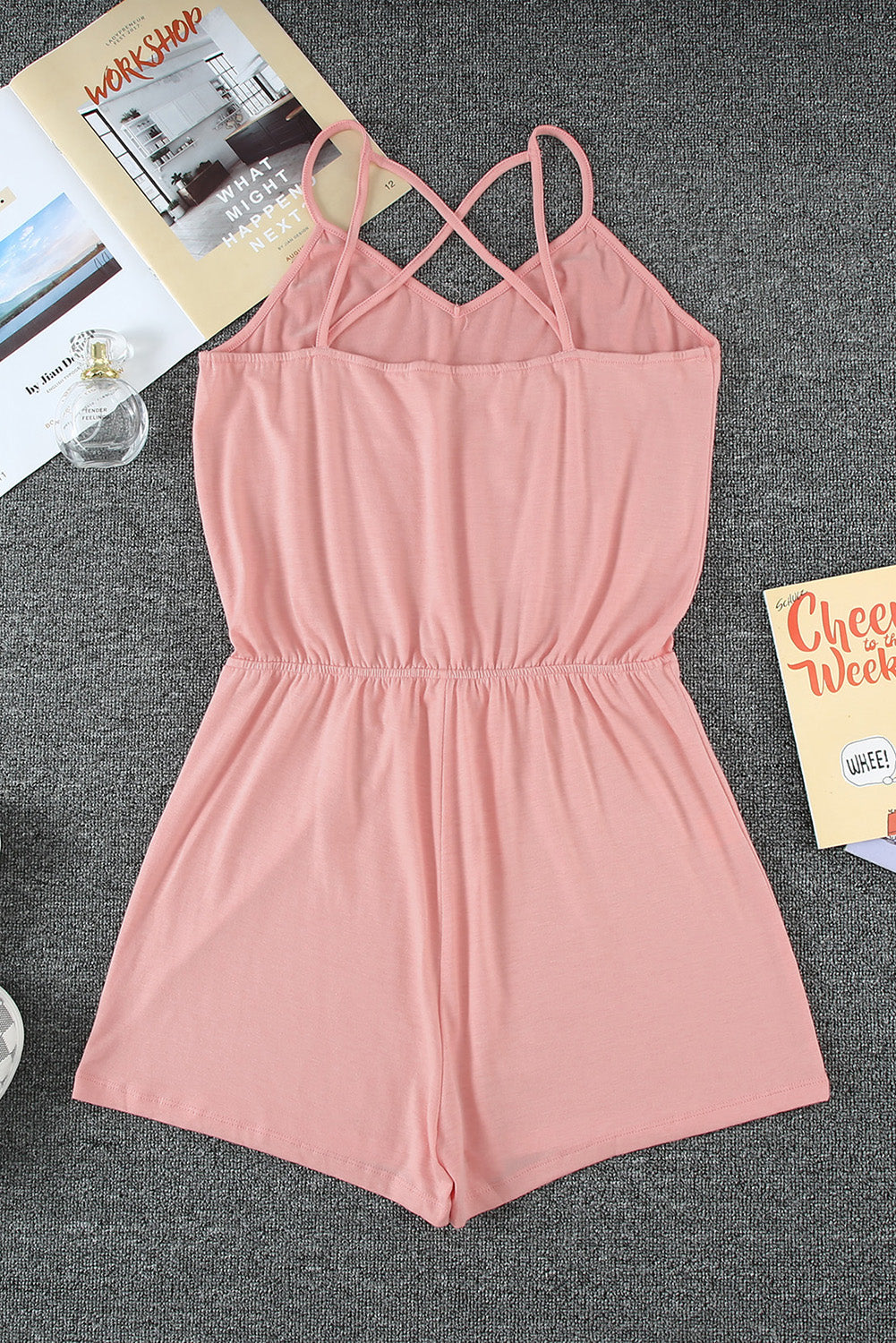 Pink Spaghetti Straps Romper