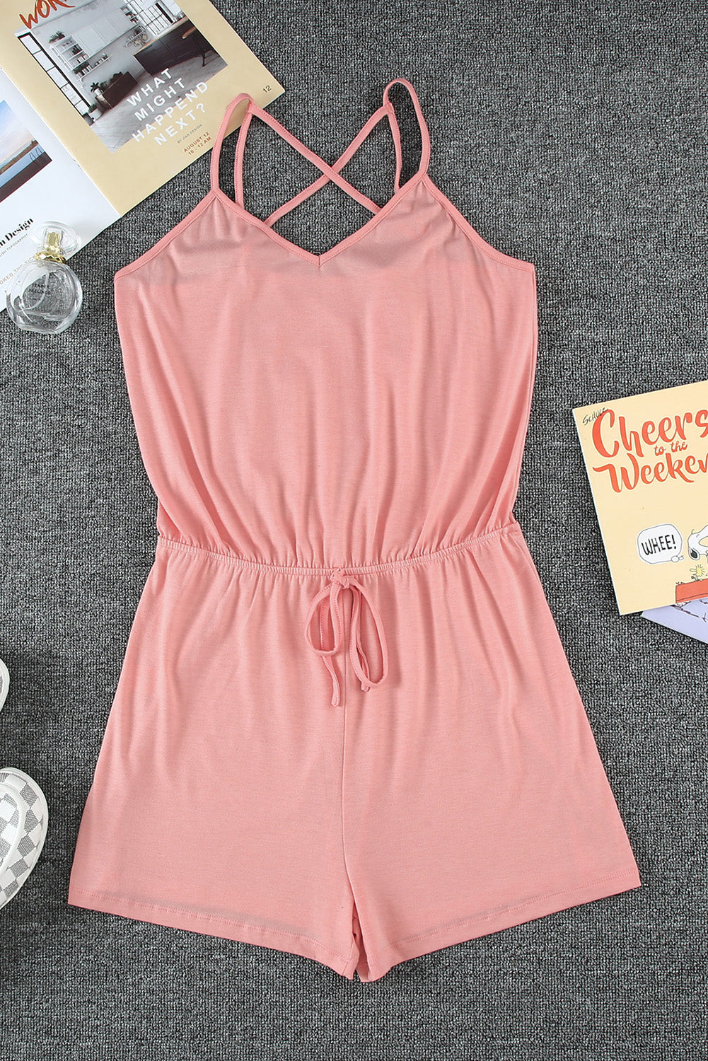 Pink Spaghetti Straps Romper