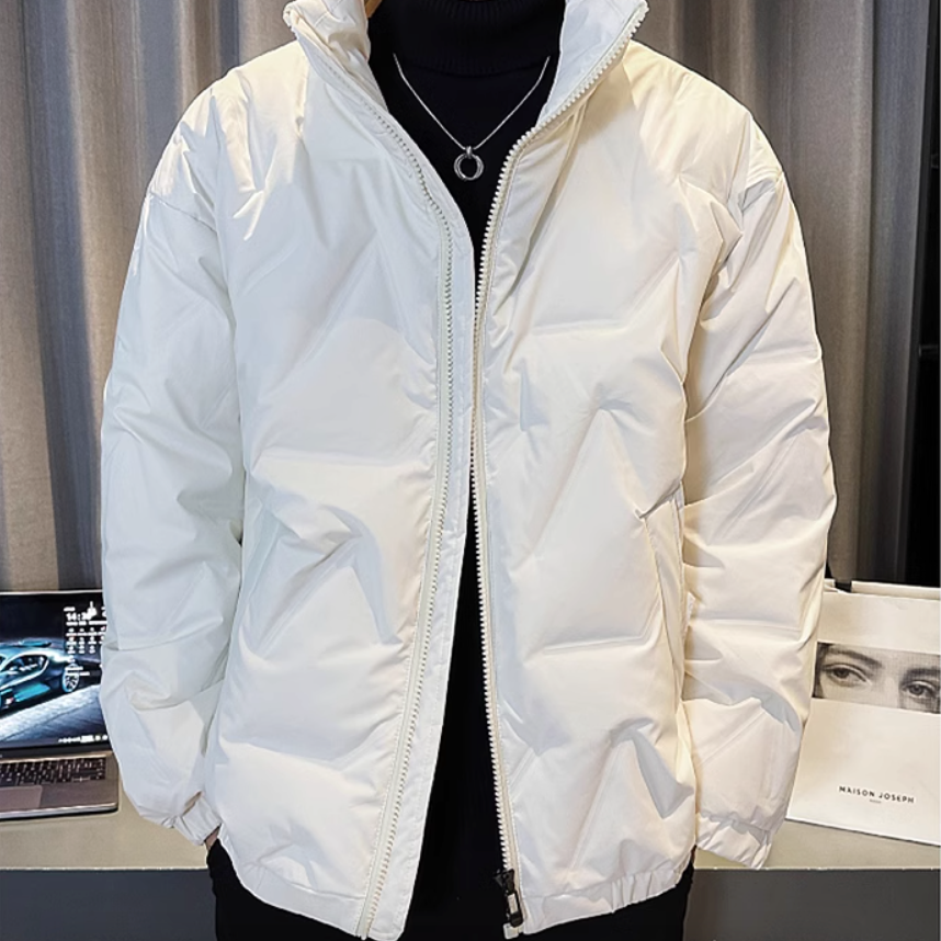 Mens High Collar Quilted Jacket