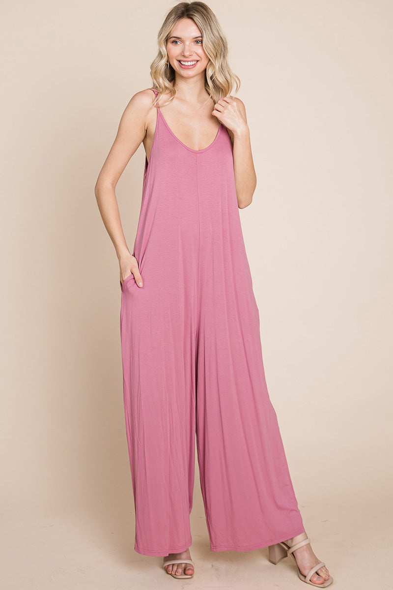 Sleeveless Wide Leg Pocketed Jumpsuit