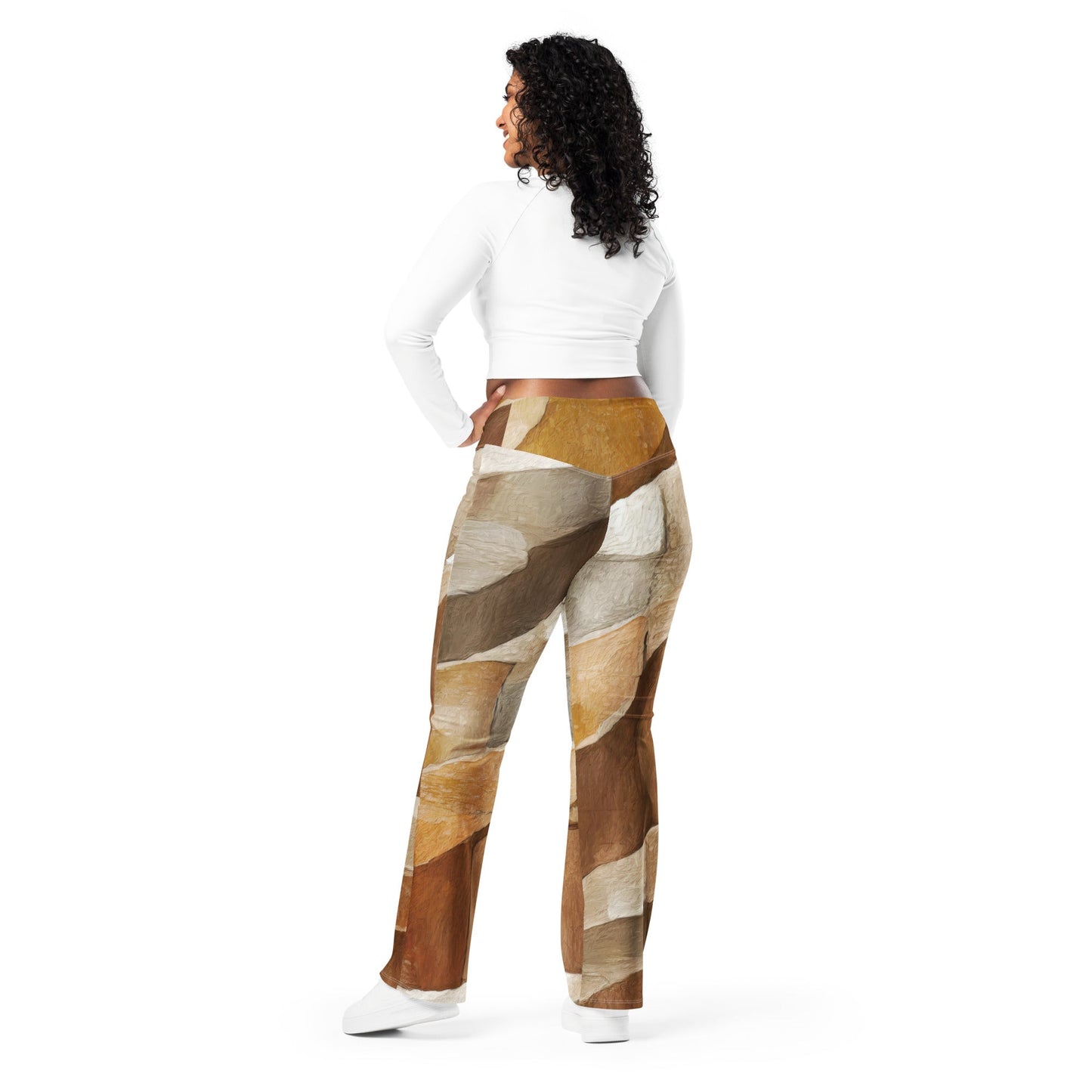 Womens Flare Leggings, Abstract Stone Print