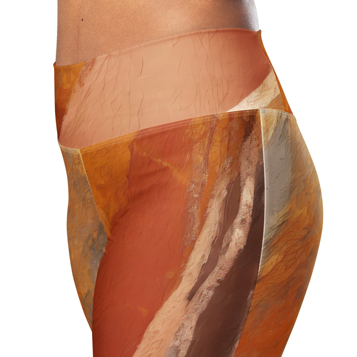 Womens Flare Leggings, Rustic Brown Stone Print