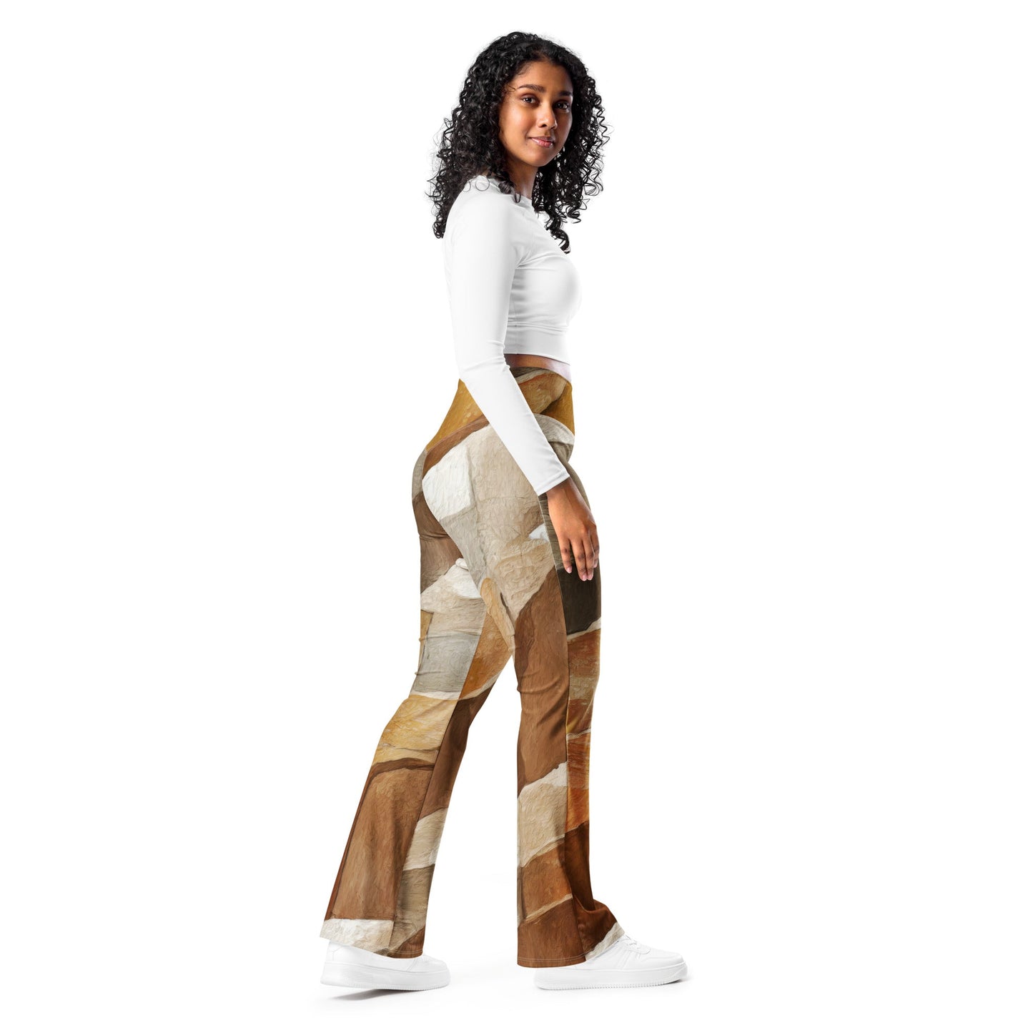 Womens Flare Leggings, Abstract Stone Print