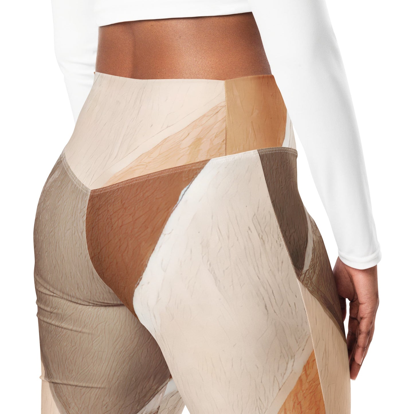 Womens Flare Leggings, Brown Rustic Watercolors Print