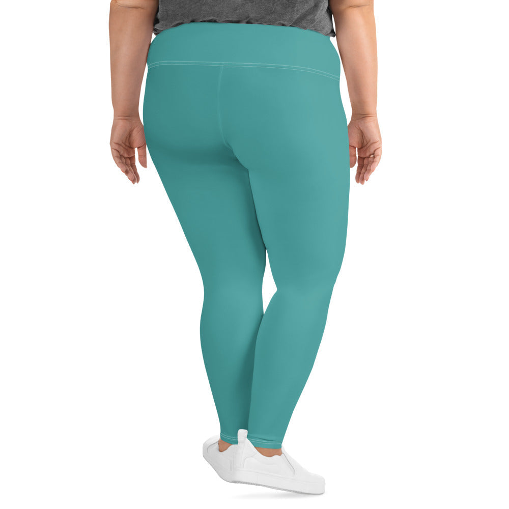 Womens Plus Size Fitness Leggings, Teal Green