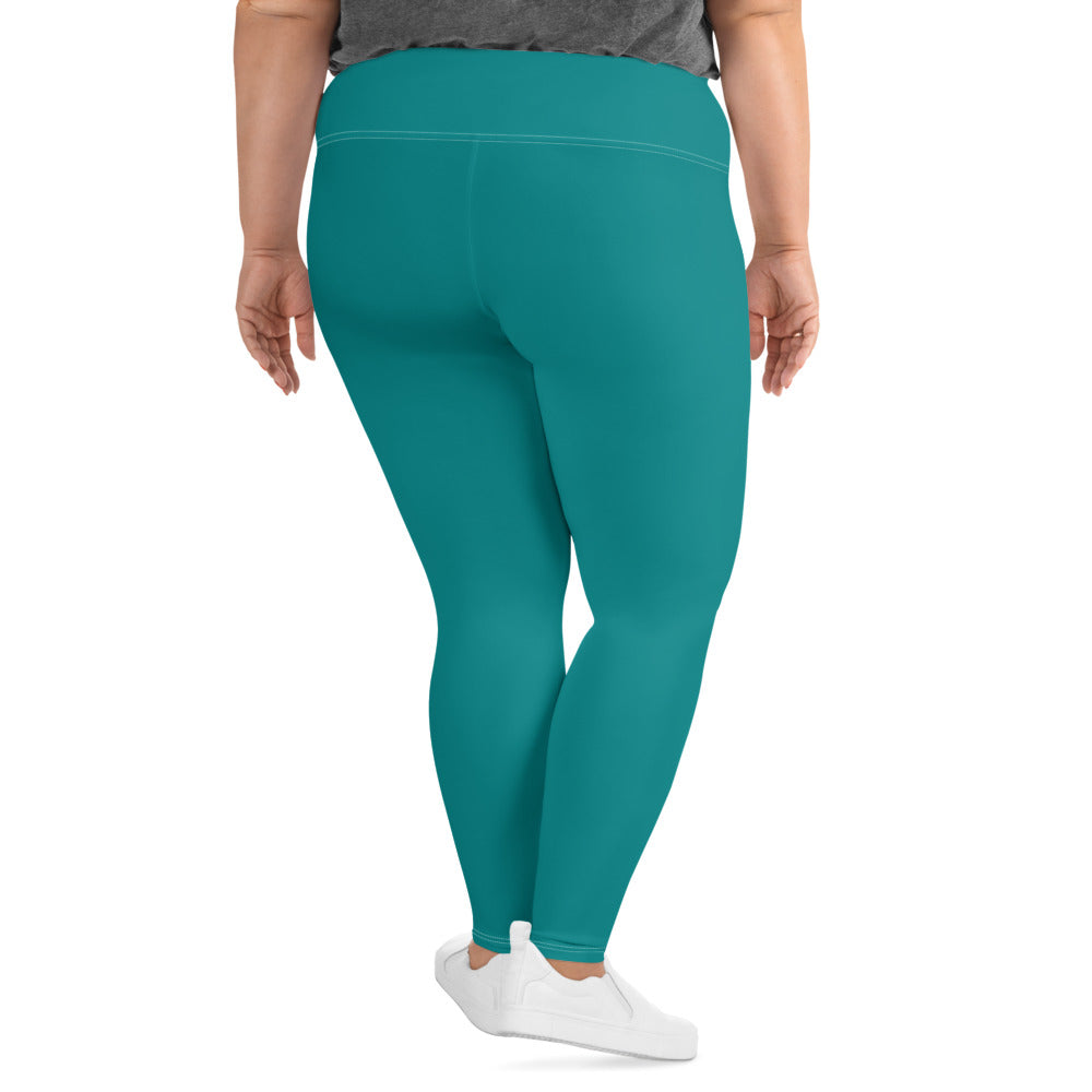 Womens Plus Size Fitness Leggings, Dark Teal Green