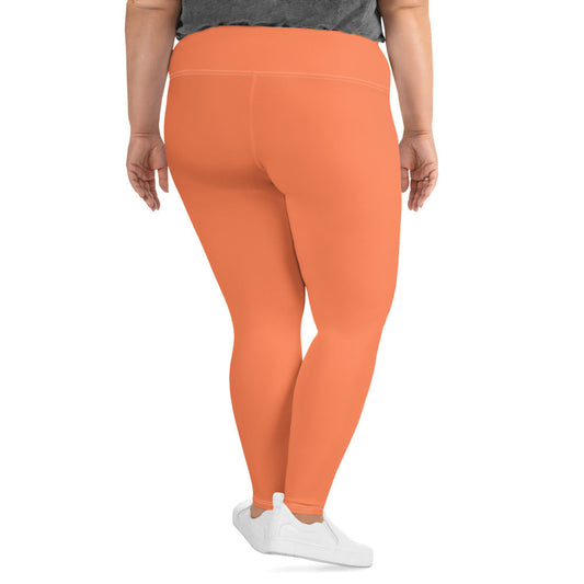 Womens Plus Size Fitness Leggings, Coral Orange Red