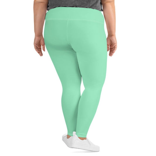 Womens Plus Size Fitness Leggings, Seafoam Green