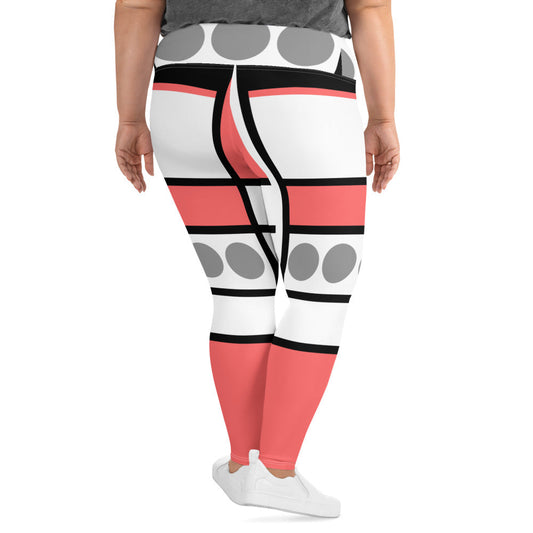 Womens Plus Size Fitness Leggings, Pale Red Print