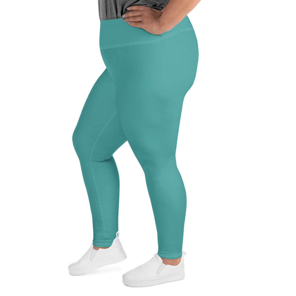 Womens Plus Size Fitness Leggings, Teal Green