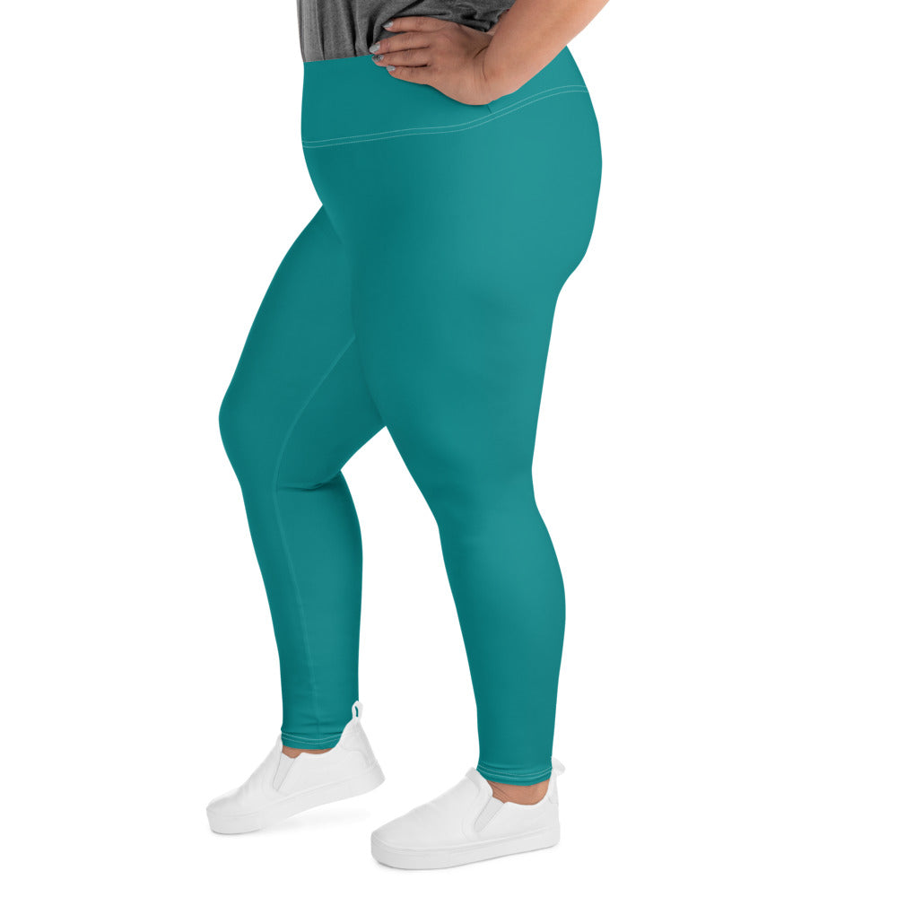 Womens Plus Size Fitness Leggings, Dark Teal Green