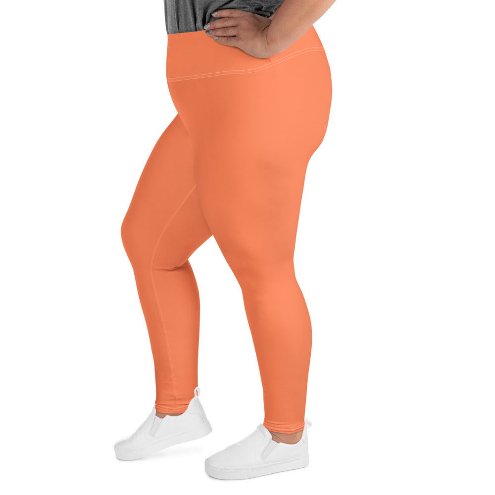 Womens Plus Size Fitness Leggings, Coral Orange Red