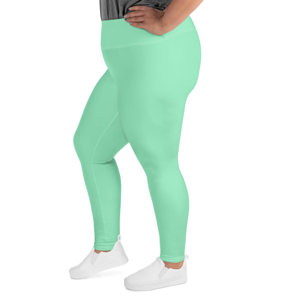 Womens Plus Size Fitness Leggings, Seafoam Green