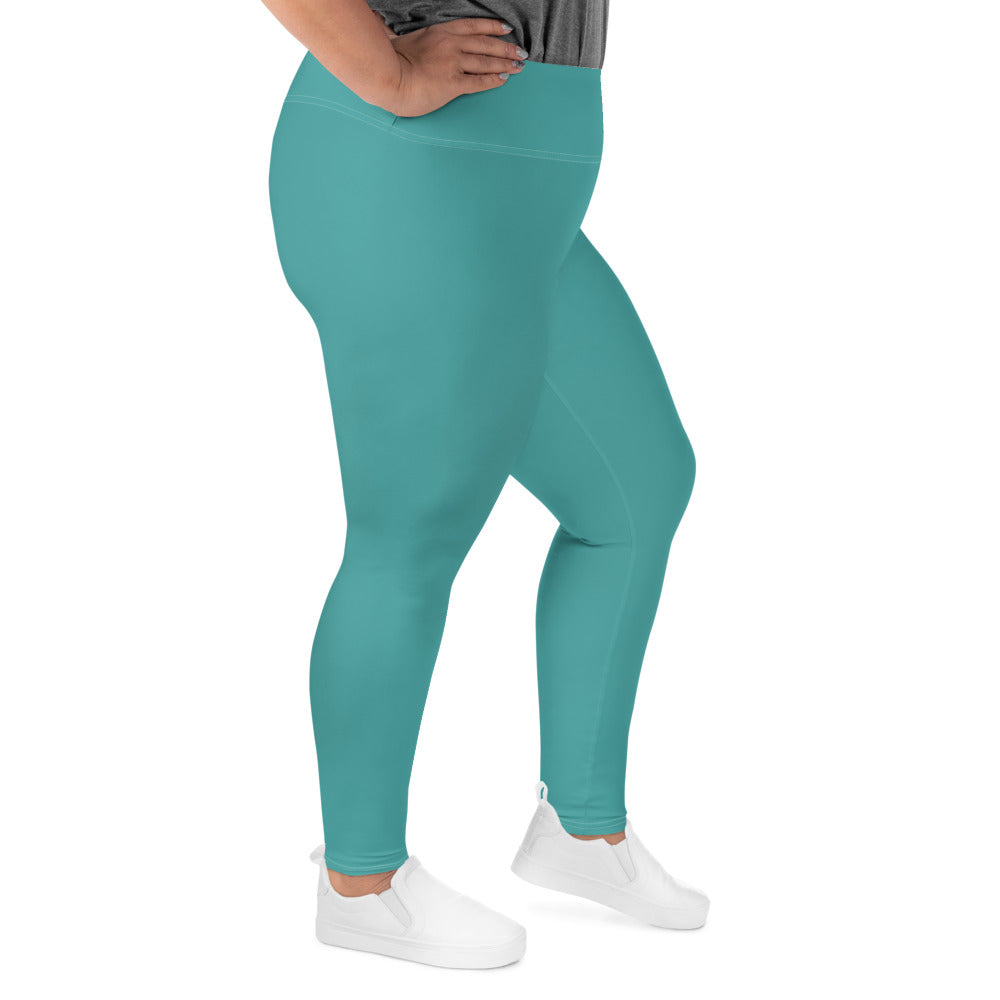 Womens Plus Size Fitness Leggings, Teal Green