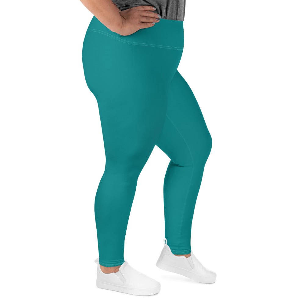 Womens Plus Size Fitness Leggings, Dark Teal Green