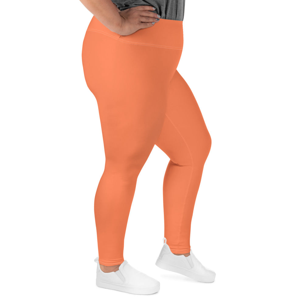 Womens Plus Size Fitness Leggings, Coral Orange Red