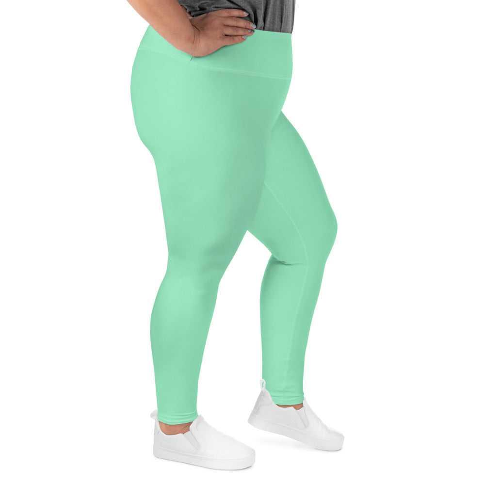 Womens Plus Size Fitness Leggings, Seafoam Green