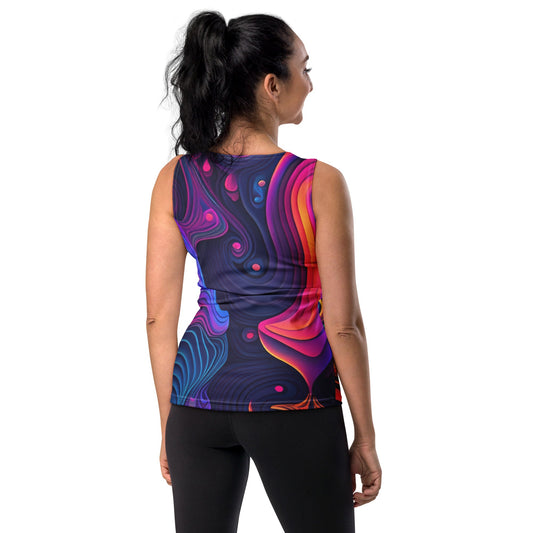 Womens Stretch Fit Tank Top, Vibrant Psychedelic Kaleidoscope Boho