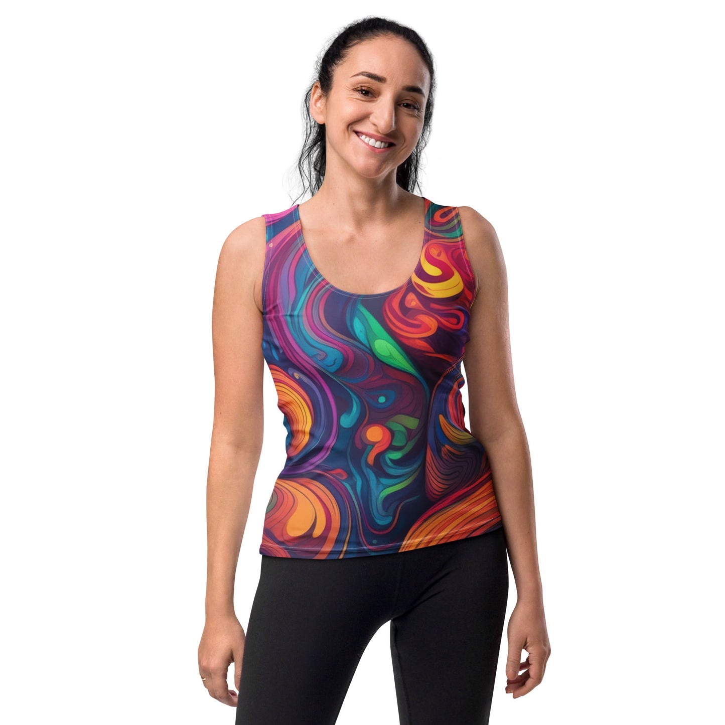 Womens Stretch Fit Tank Top, Vibrant Psychedelic Kaleidoscope Boho 4