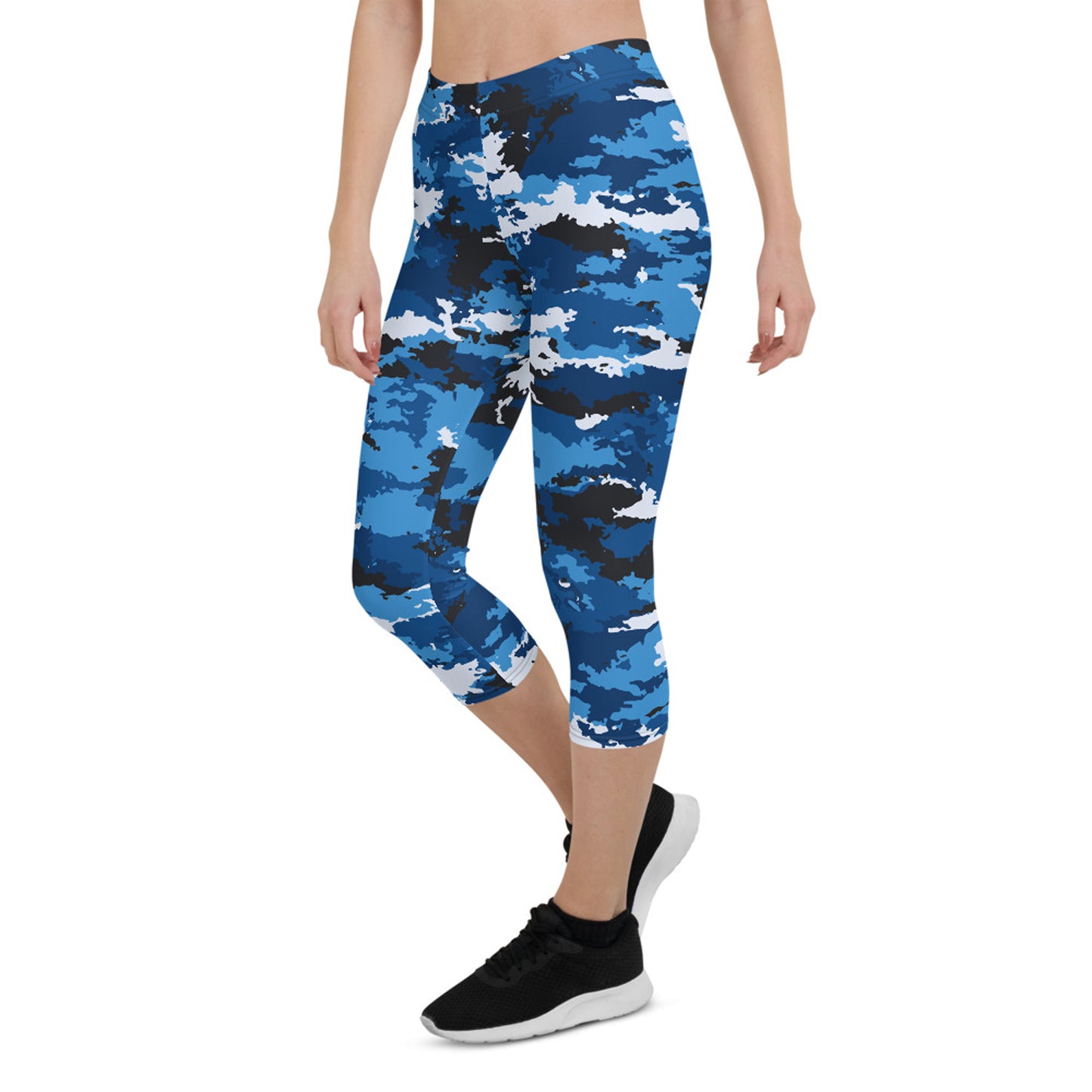 Blue Camo Capri Leggings for Women