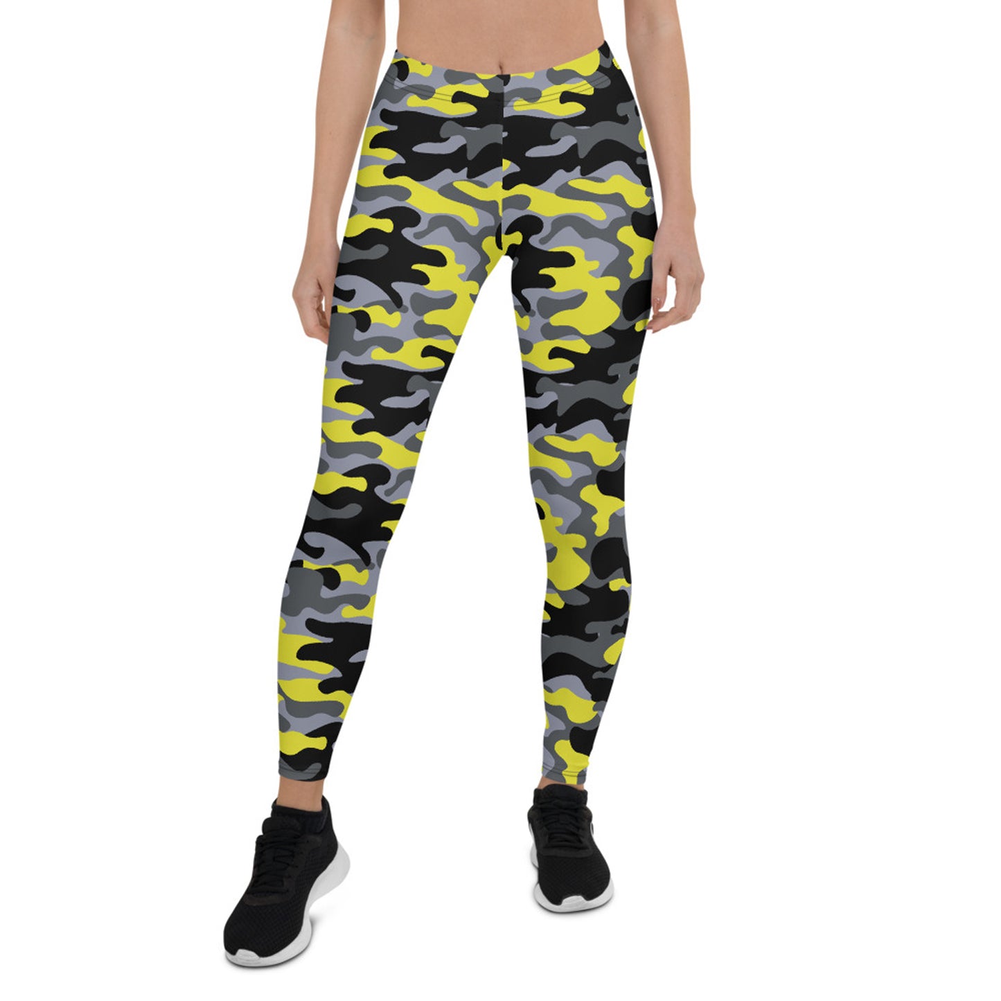 Yellow and Gray Camo Leggings for Women