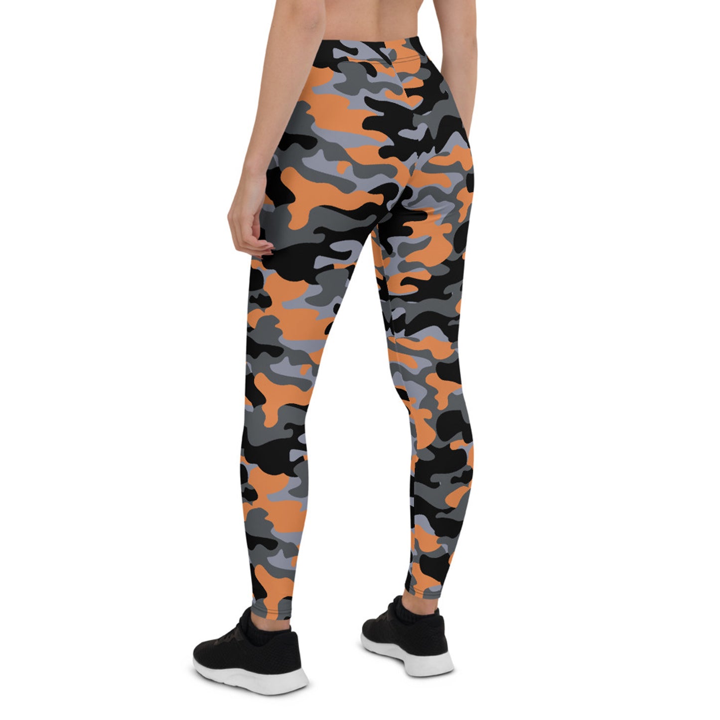 Orange and Gray Camo Leggings for Women