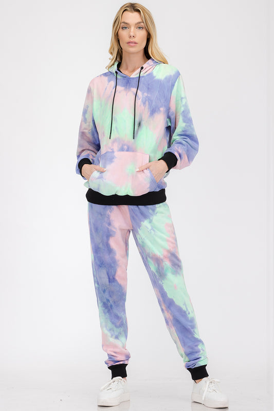 Womens Cotton Tye Dye Lounge Wear Sweat Set