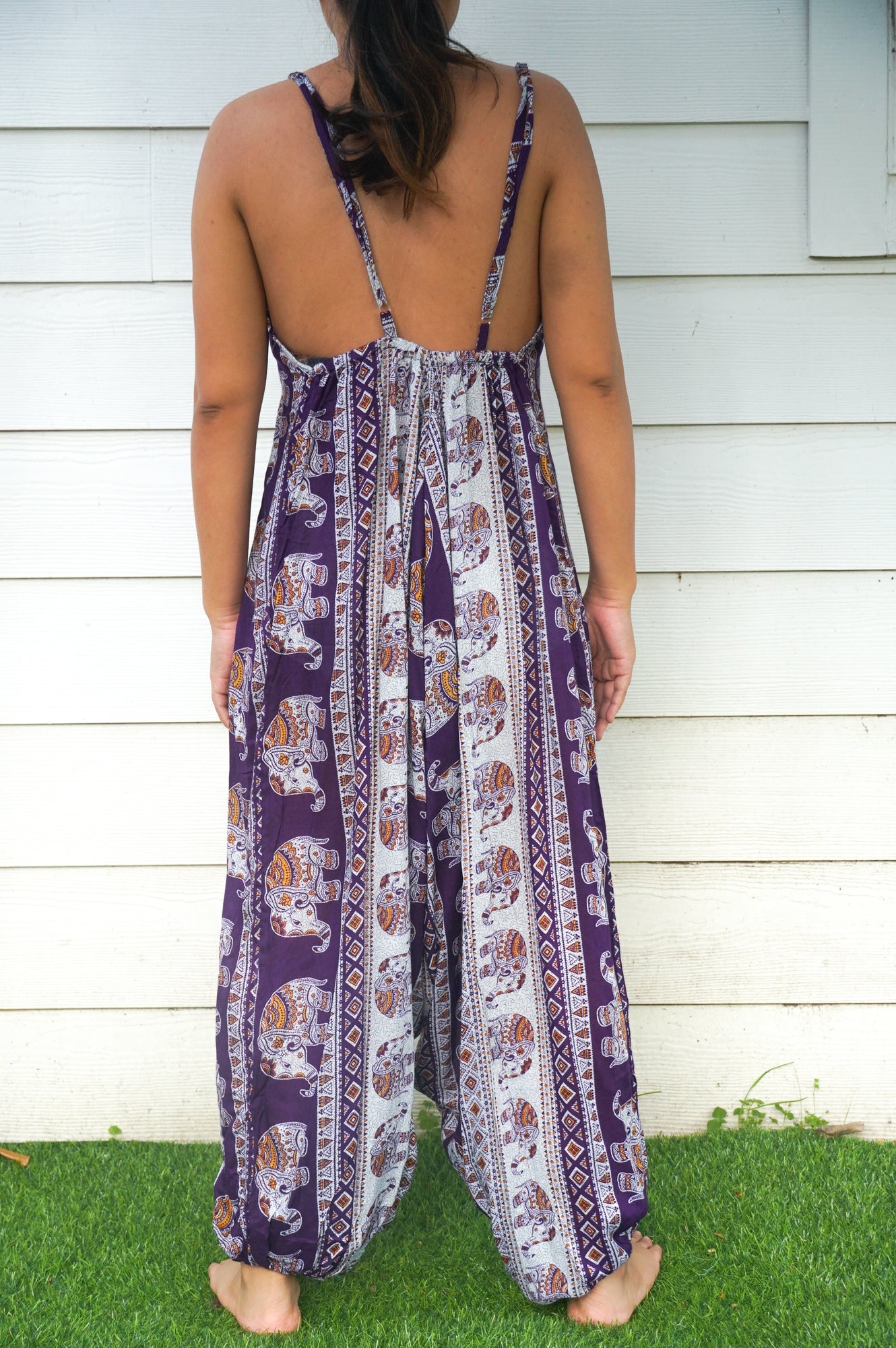 Purple Elephant Boho Hippie Jumpsuit Rompers