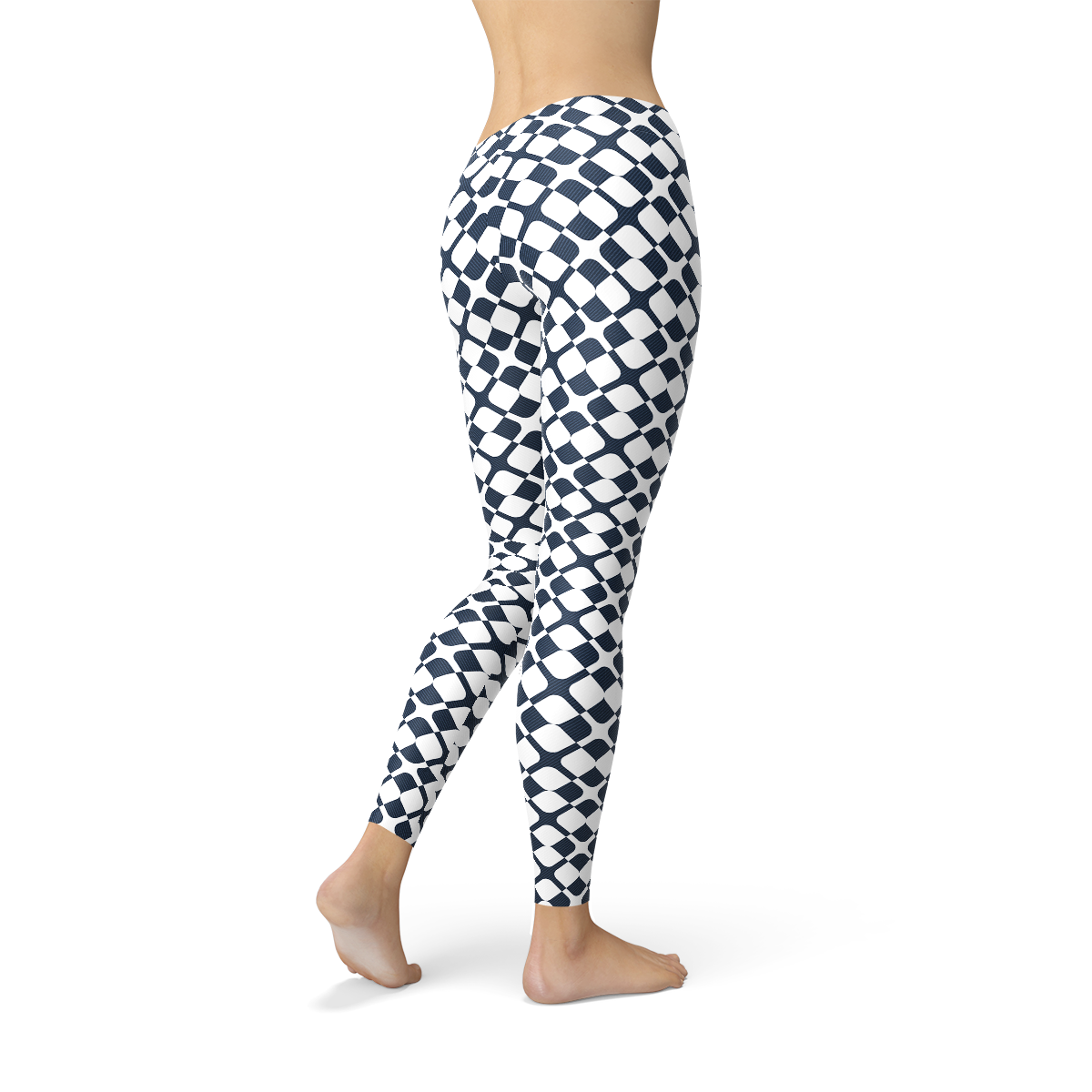 Womens Geometric Blue Tile Leggings