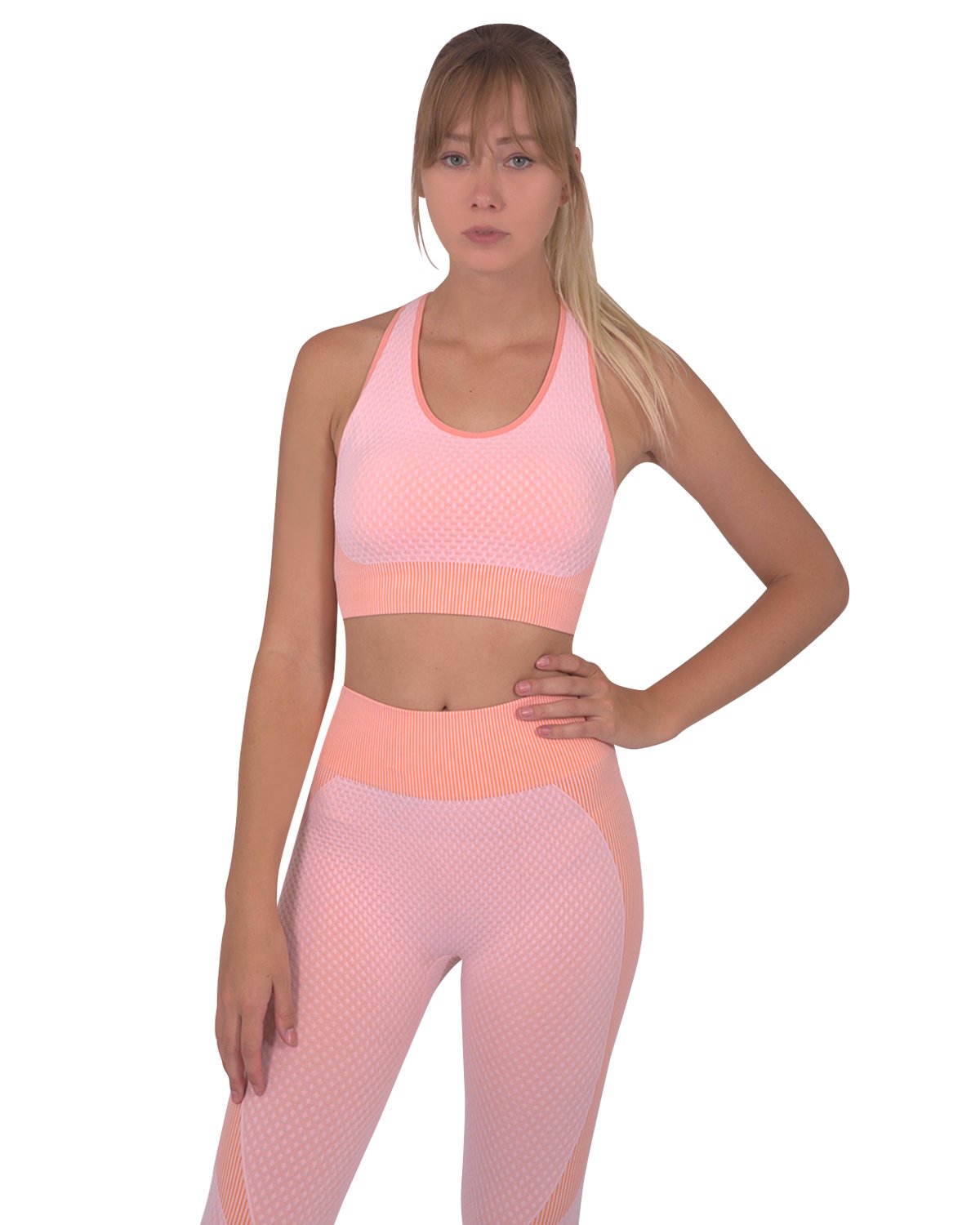 Trois Seamless Leggings & Sports Top 2 Set - Pink