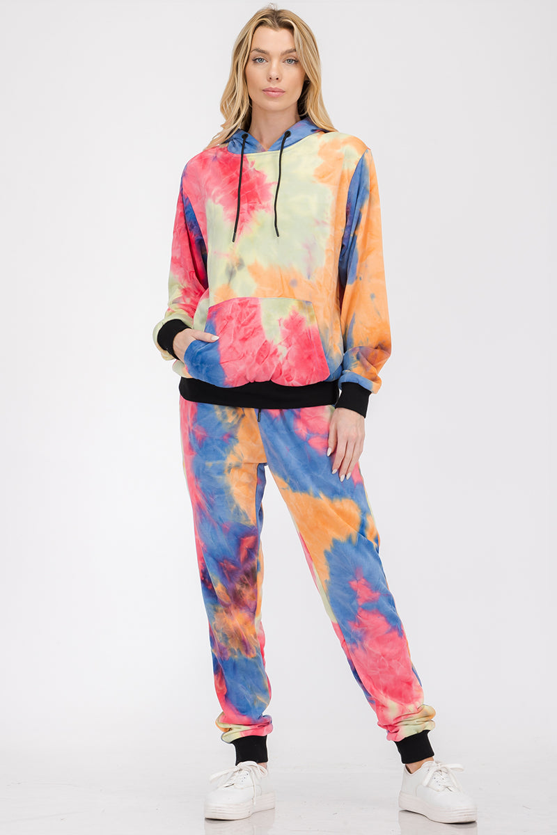 Womens Cotton Tye Dye Lounge Wear Sweat Set