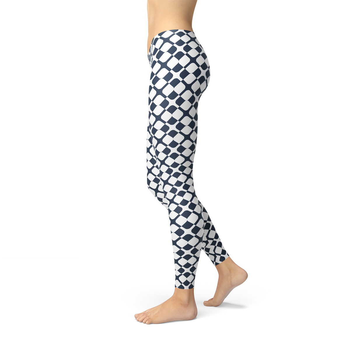 Womens Geometric Blue Tile Leggings