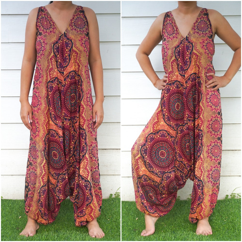 Orange Boho Hippie Rompers Jumpsuits