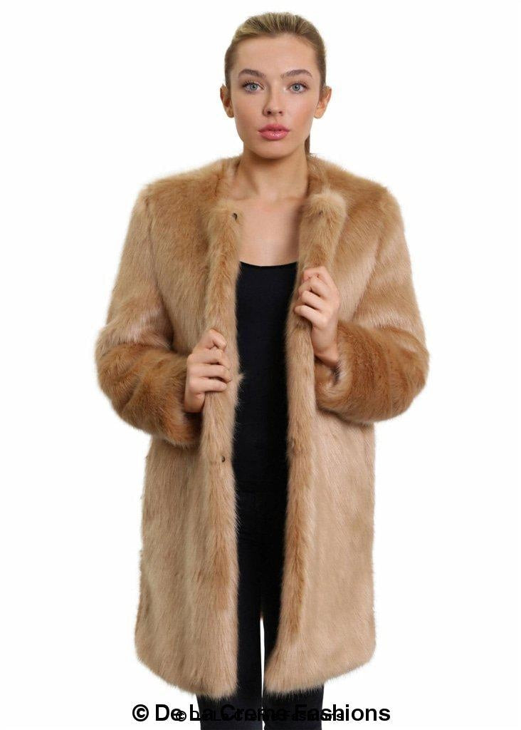 De La Creme Womens Faux Fur Classic Coat