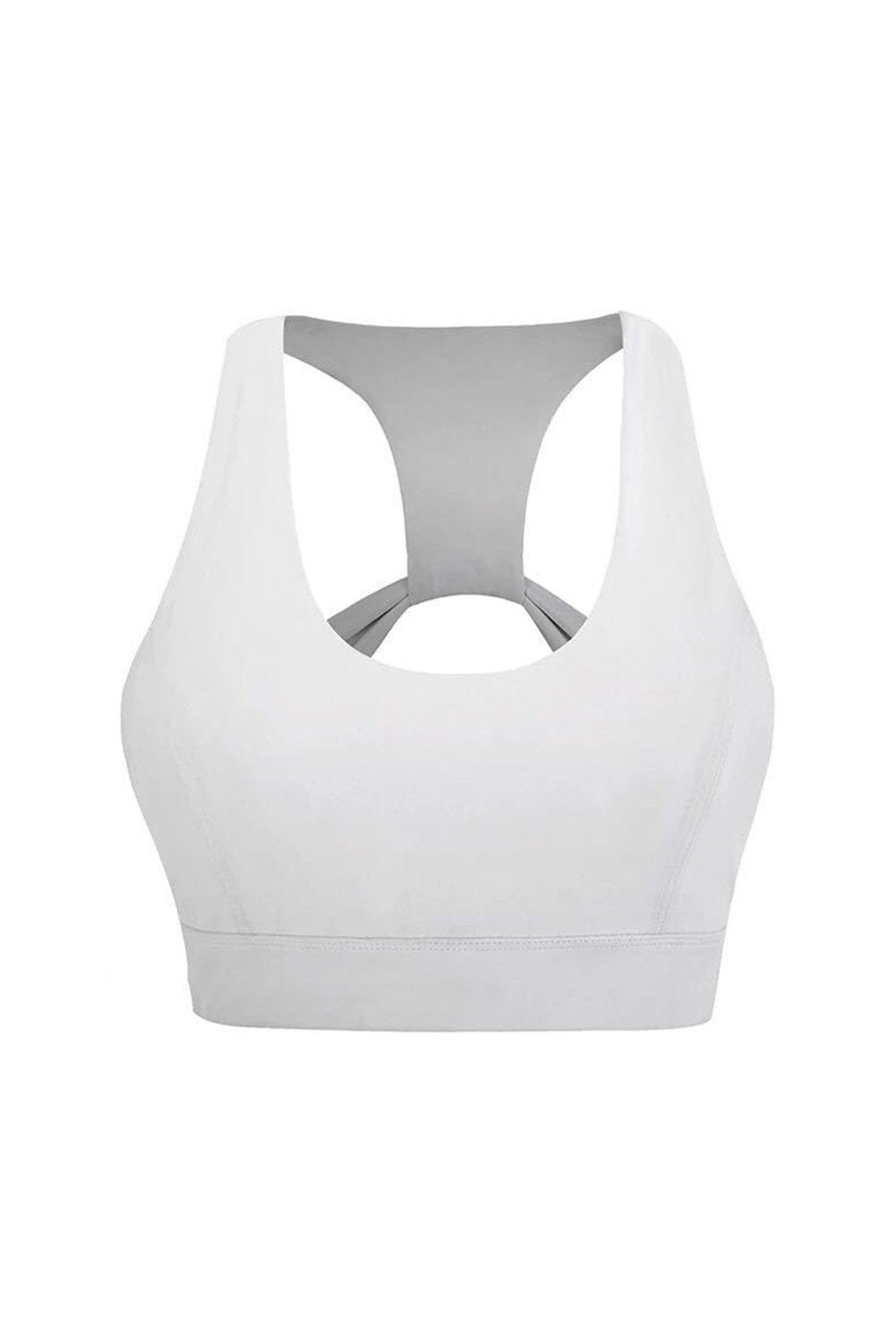 Women's White Athletic Push Up Sports Bra