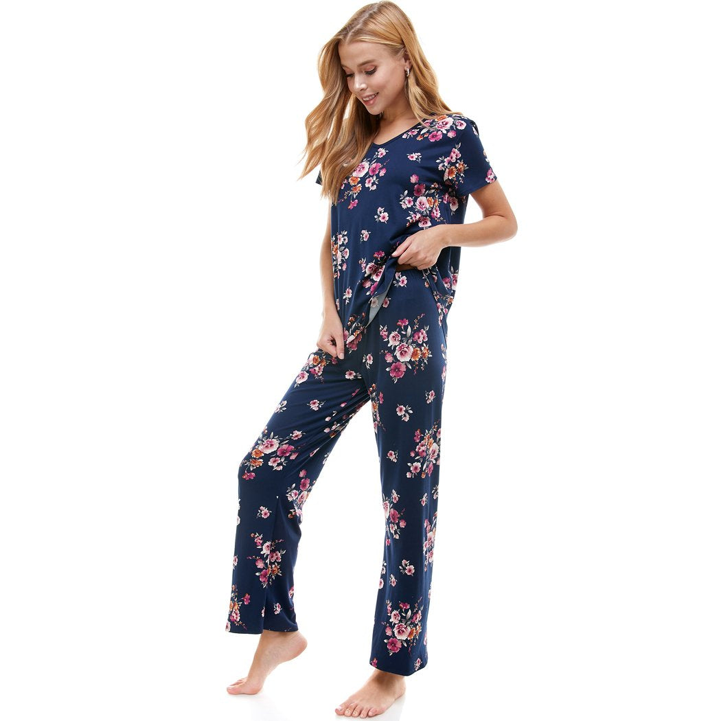 Women's Floral Print Lounge Set in Blue – Comfortable and Stylish