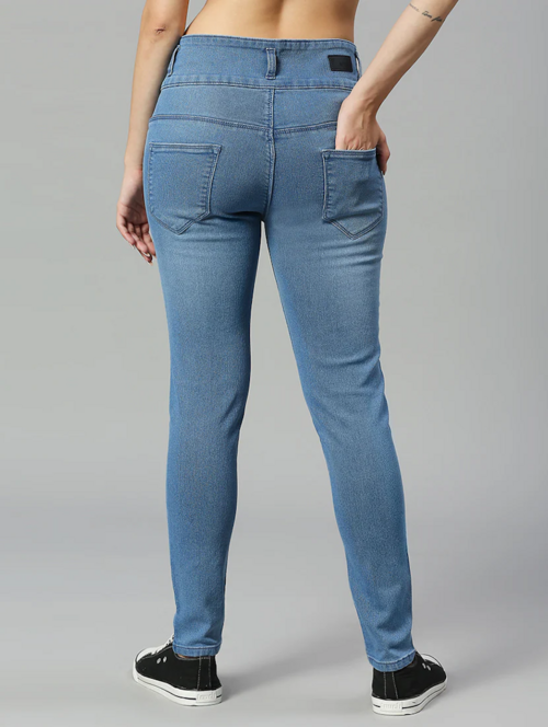 Women's Cotton  High Rise Denim Jeans(Size34)(Colorblue)