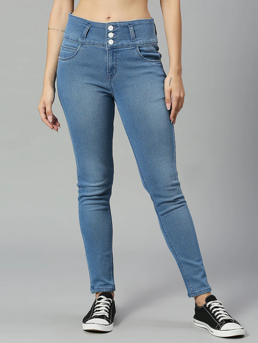 Women High Rise Denim Jeans(Size32)(Colorblue)