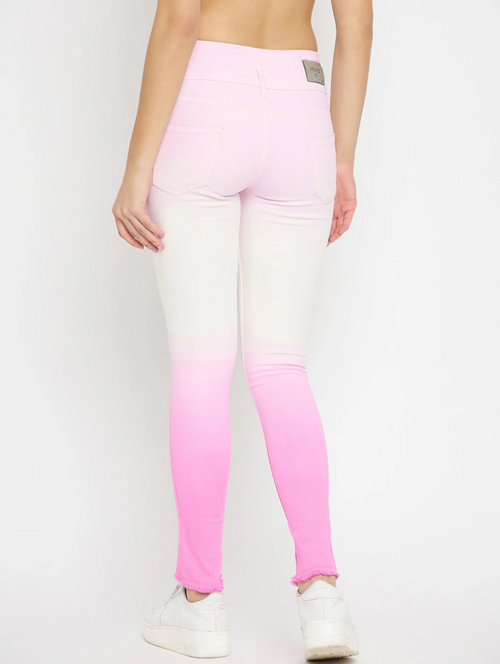 Women High Rise Denim Jeans(Size32)(Colorpink)