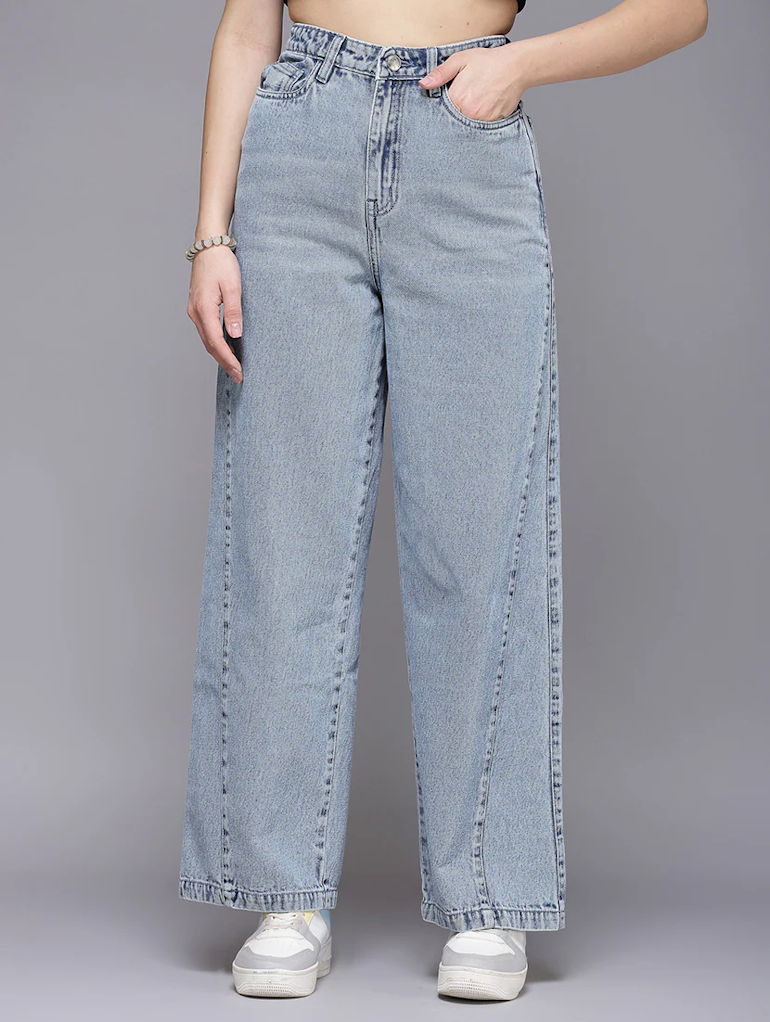 Women High Rise Denim Jeans(Size28)(Colorlight blue)