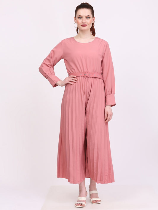 Women Solid Peach Jumpsuit (Size-XL) (Color-PINK)