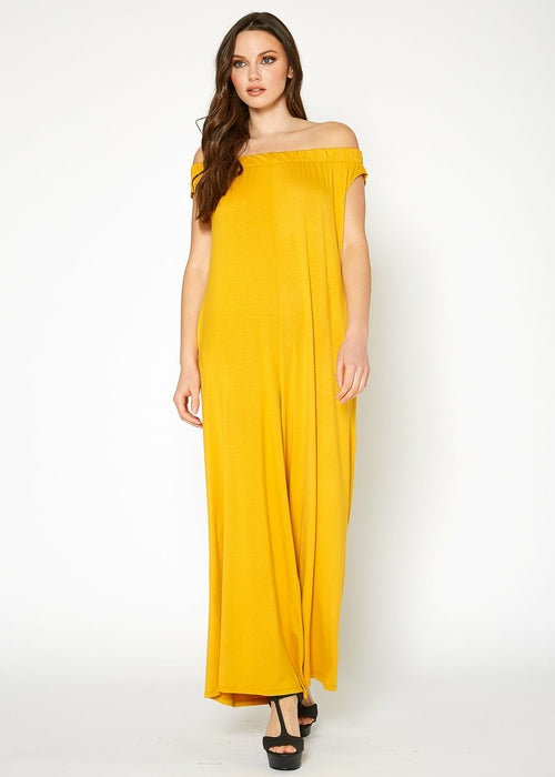 Women's Off Shoulder Wide Leg Jumpsuit With Pockets